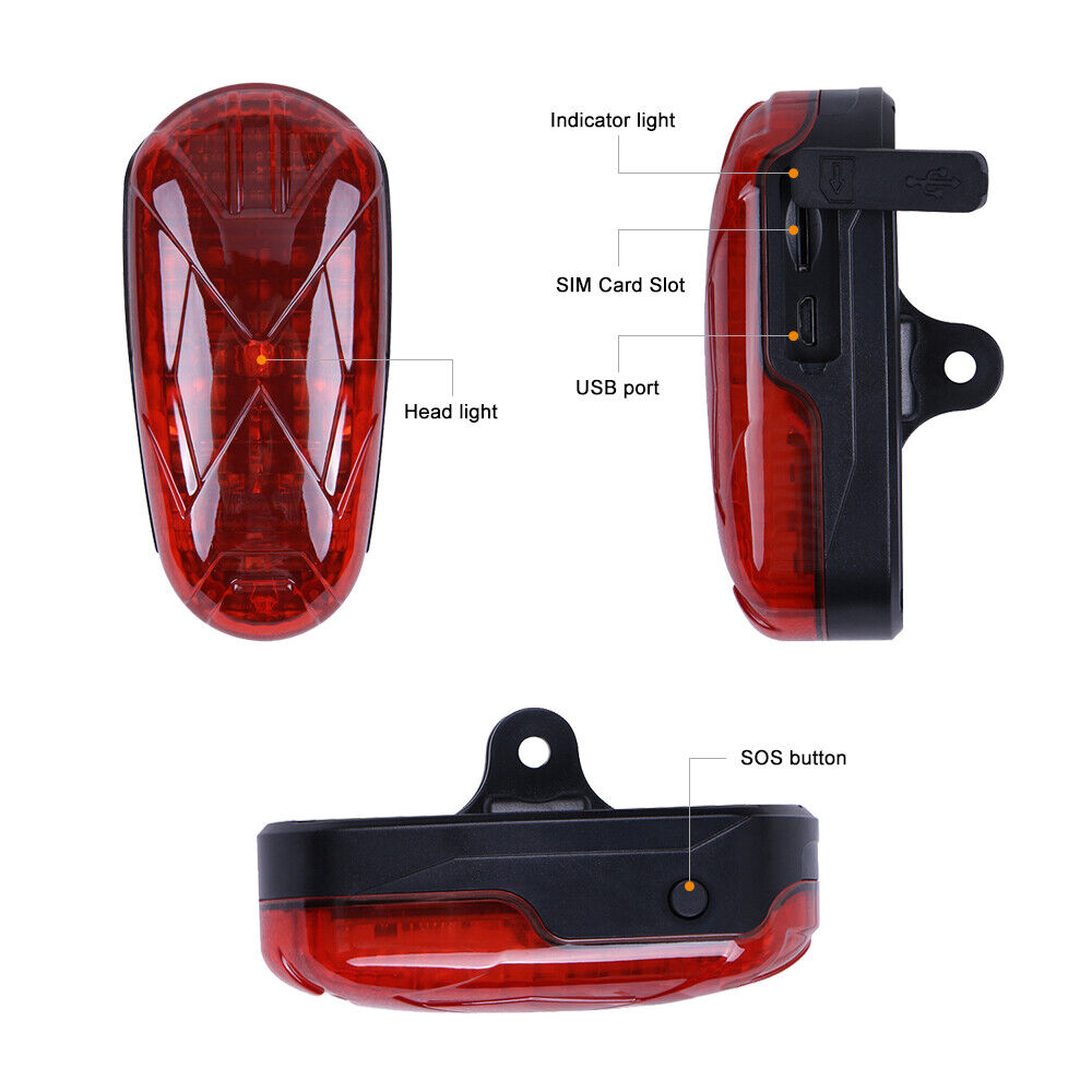 Rastreador GPS para bicicletas WINNES Luz trasera LED para bicicleta-4G |TK906