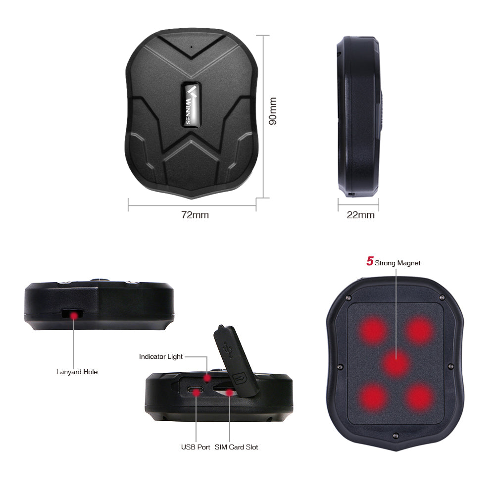 WINNES Magnetic GPS Tracker for Vehicles 4G LTE | TK905B-10000mAh