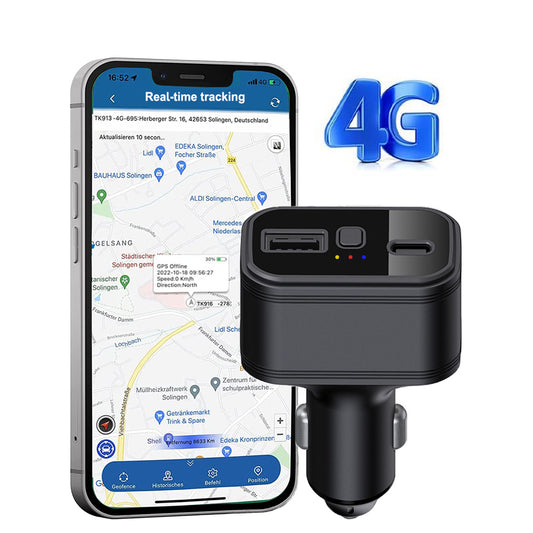 WINNES Car GPS Tracker Hidden, Car Charger GPS Tracker for Car with USB port, USB GPS Tracker for Vehicles (4G TK818)
