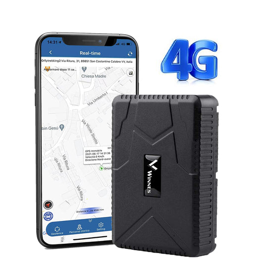 WINNES 4G GPS Tracker Real-time Tracking, 7800mAh 80 Days Long Standby Time GPS Tracker with Magnet for Car Truck Boat Vehicles