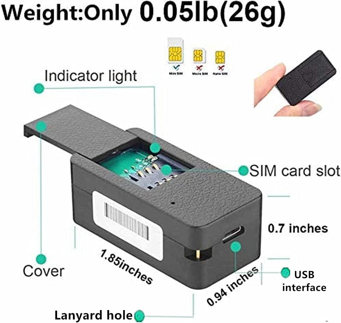 WINNES Micro Pocket Personal GPS Tracker -2G |TK901-600mAh