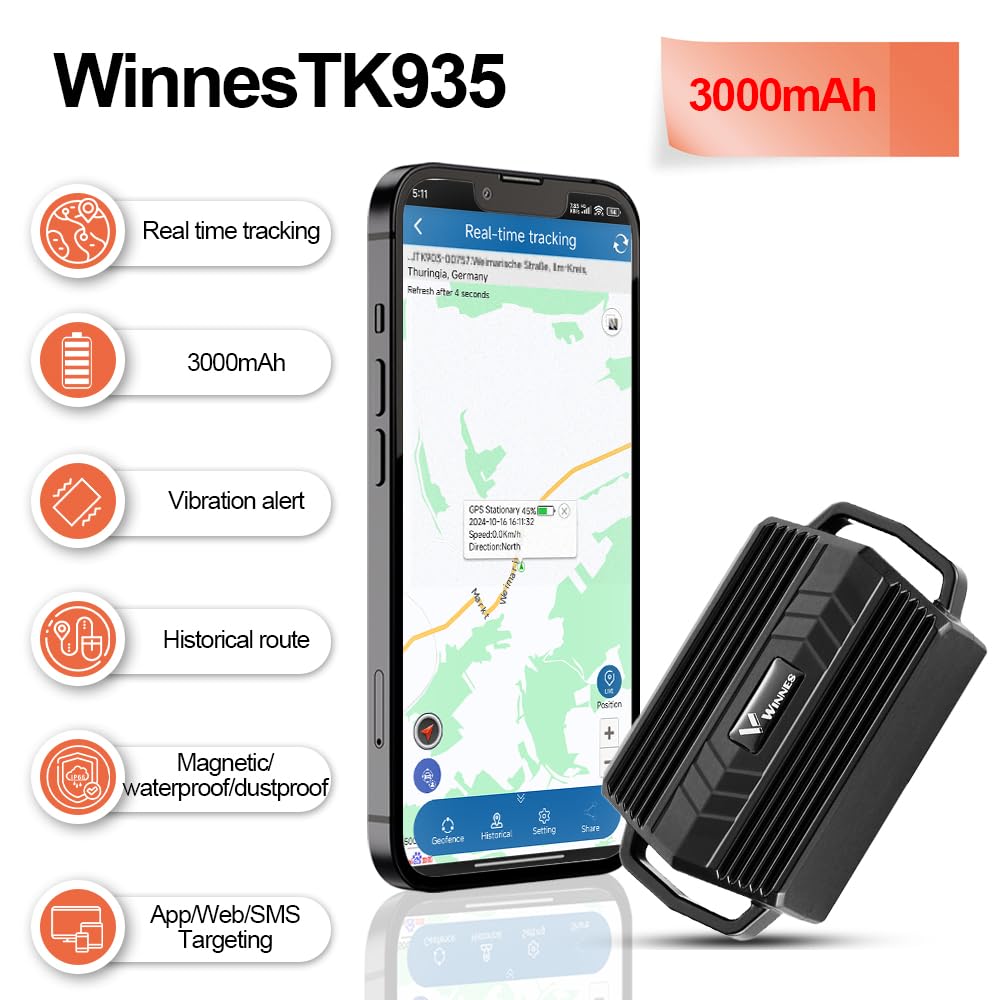 Winnes GPS Tracker with Collar for Horses, Cows, Sheep, Large Animals 2G |TK935 -3500mAh