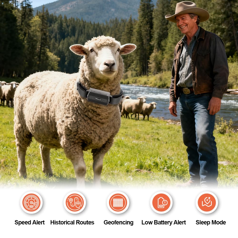 Winnes GPS Tracker with Collar for Horses, Cows, Sheep, Large Animals 2G |TK935 -3500mAh