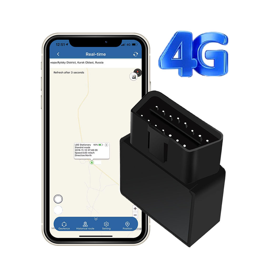 WINNES 4G OBD Car Tracker for Vehicles, Hidden GPS Locator Anti-Theft Online Worldwide Multiple Alarm Modes Real-time Tracking with Free App