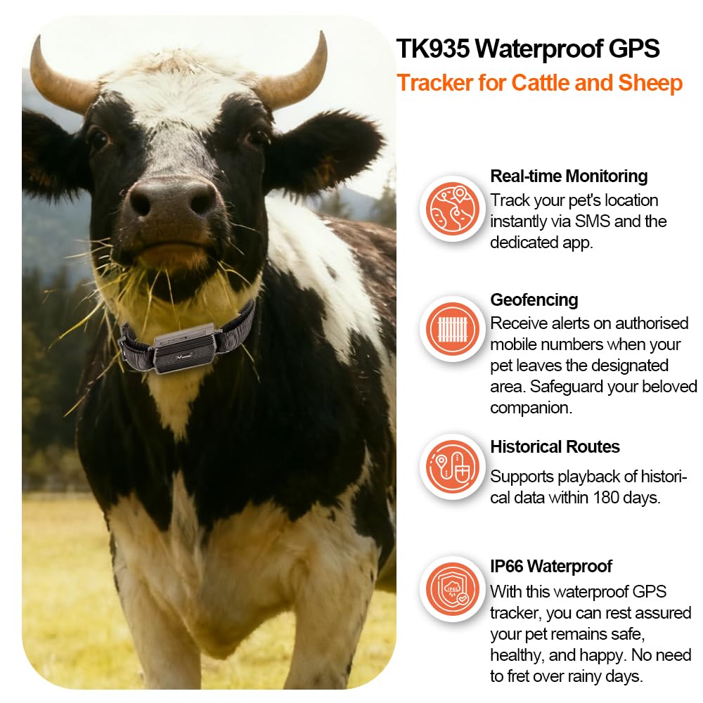 Winnes GPS Tracker with Collar  for Horses, Cows, Sheep, Large Animals 2G |TK935 -3500mAh