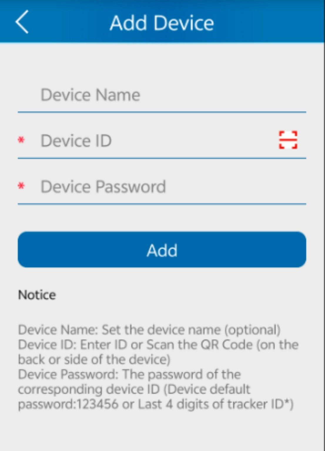WINNES Add Device screen